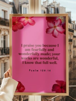 Fearfully and Wonderfully Made Christian Wall Art - Psalm 139:14| Aesthetic Bible Verse Poster