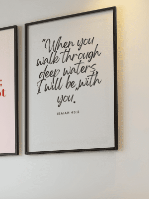 Isaiah 43:2 Art Print – Christian Scripture Wall Art – Inspirational Bible Verse Decor for Home or Office