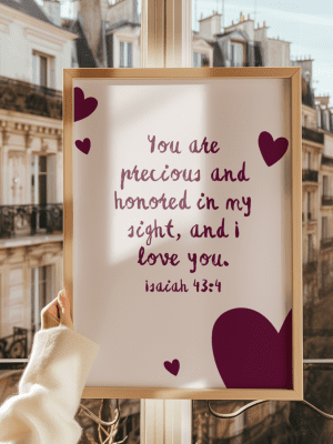 Isaiah 43:4 Art Print – Christian Scripture Wall Art – Inspirational Bible Verse Decor for Bedroom, Living Room, or Office