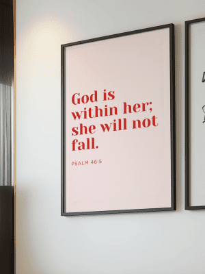 Psalm 46:5 Art Print – Christian Scripture Wall Art – God Is Within Her Bible Verse Decor for Home or Office