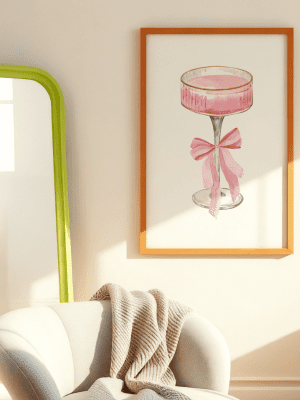 Pink Bow Cocktail Coupe Watercolor Art Print