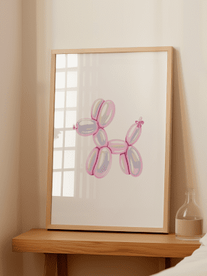 Cute Glossy Pink Puppy Balloon Sculpture Print