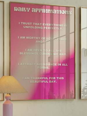 Daily Affirmations Pink Gradient Motivational Poster