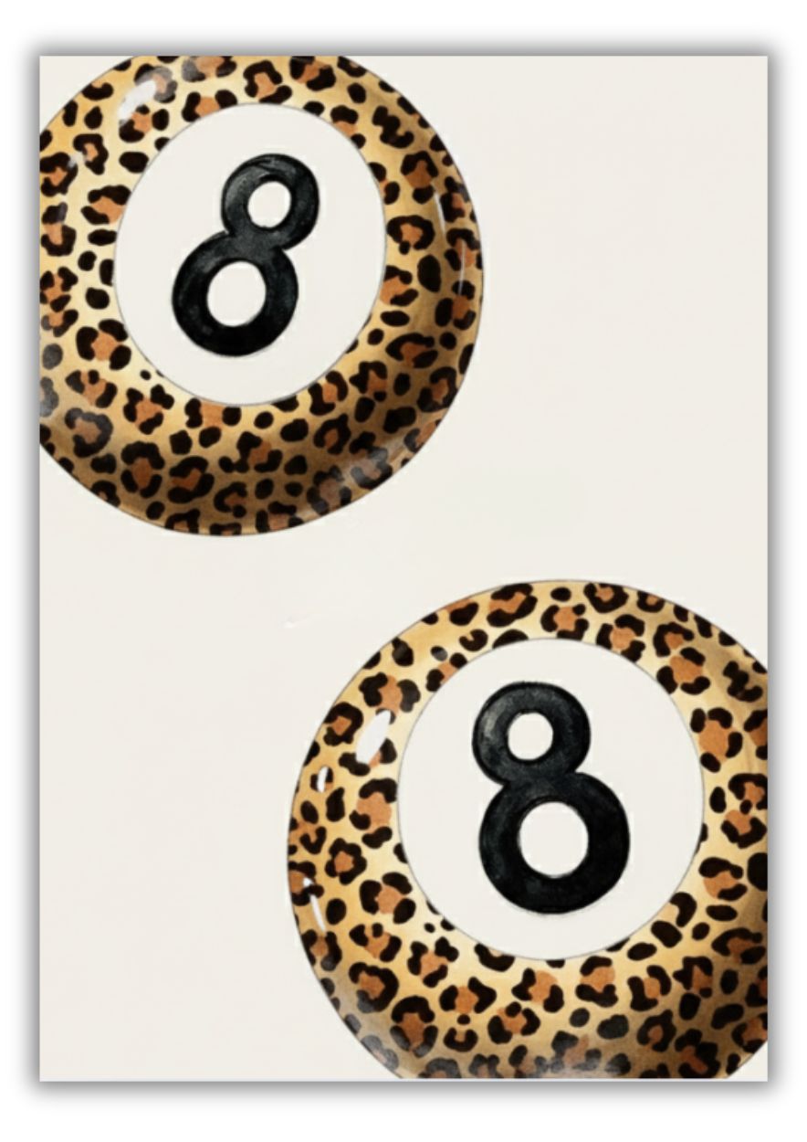 Leopard Print 8-Ball Wall Art| Trendy Maximalist Billiard Poster - Image 2