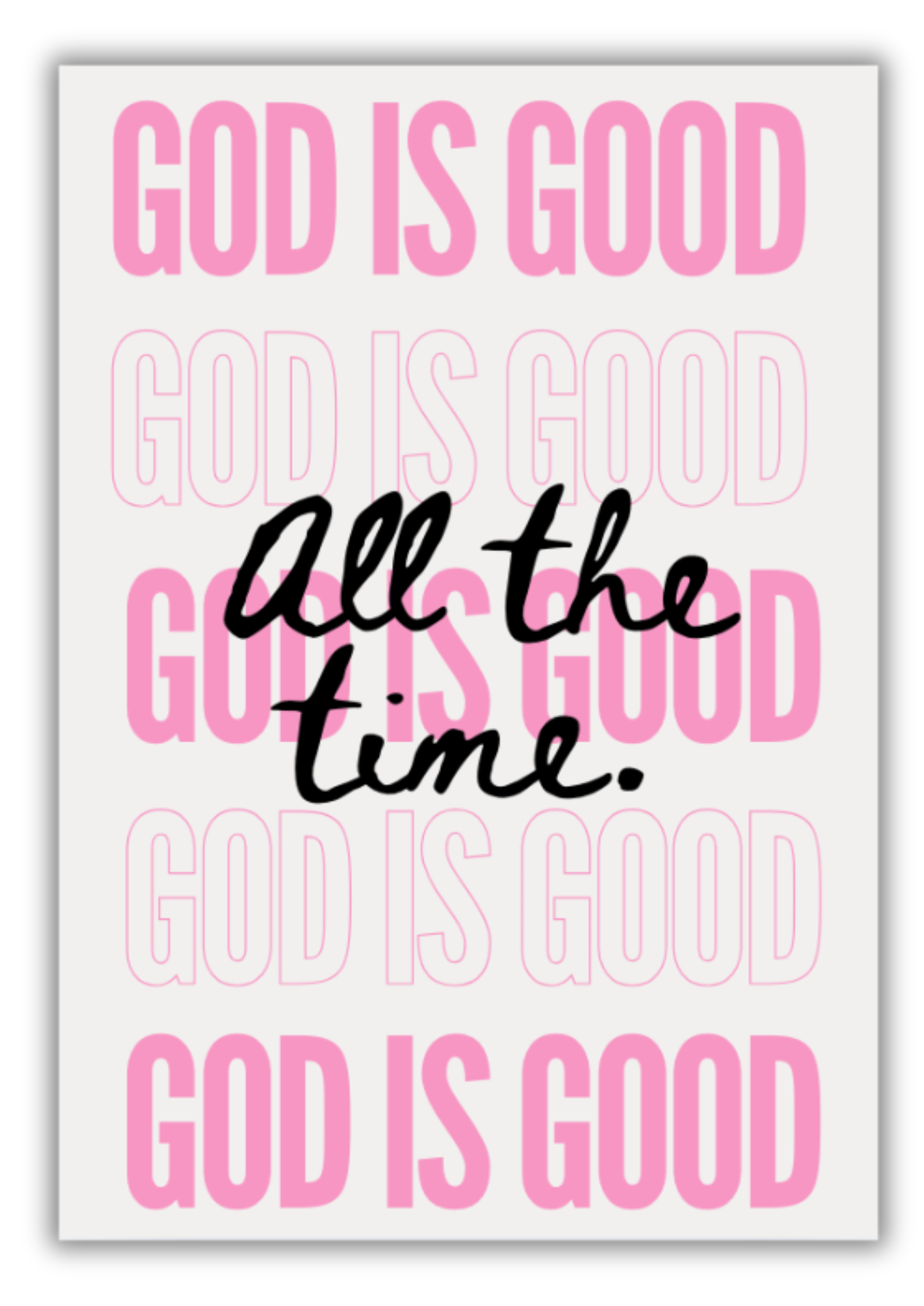 Inspirational 'God is Good All the Time' Wall Art | Modern Pink & Black Christian Typography Poster - Image 2