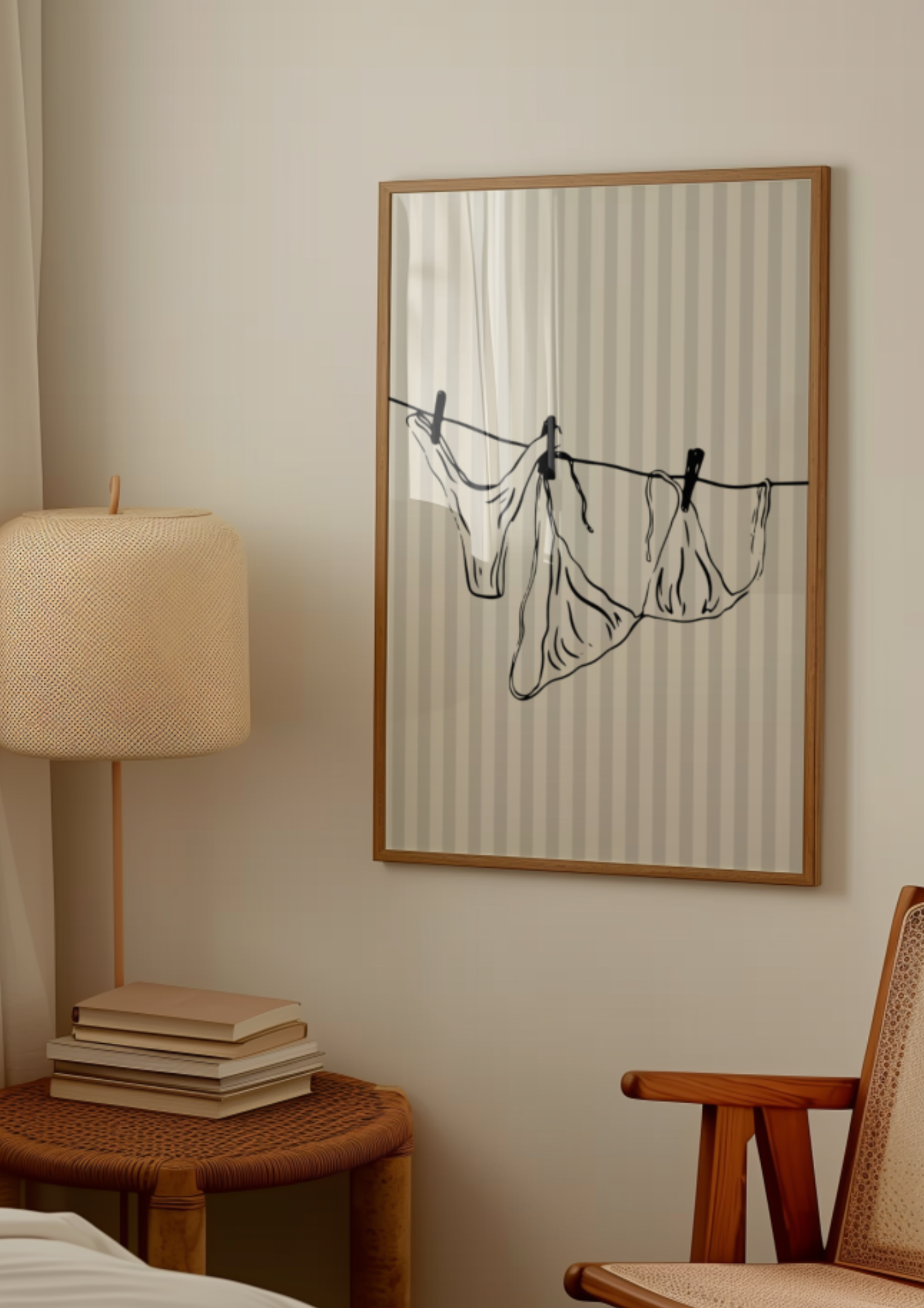 Minimalist Line Art Print: Bikini on a Clothesline | Modern Bathroom & Laundry Wall Decor - Image 2