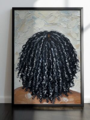 Glistening Coils | Oil Painting Curly Hair Wall Decor | Black Art