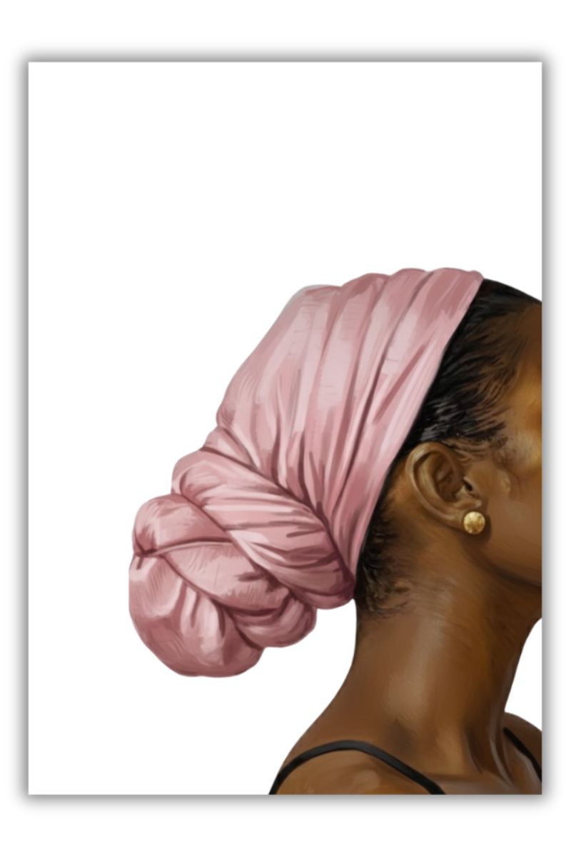 Morning Solace | Minimalist Headwrap Art Print | Black Art - Image 2