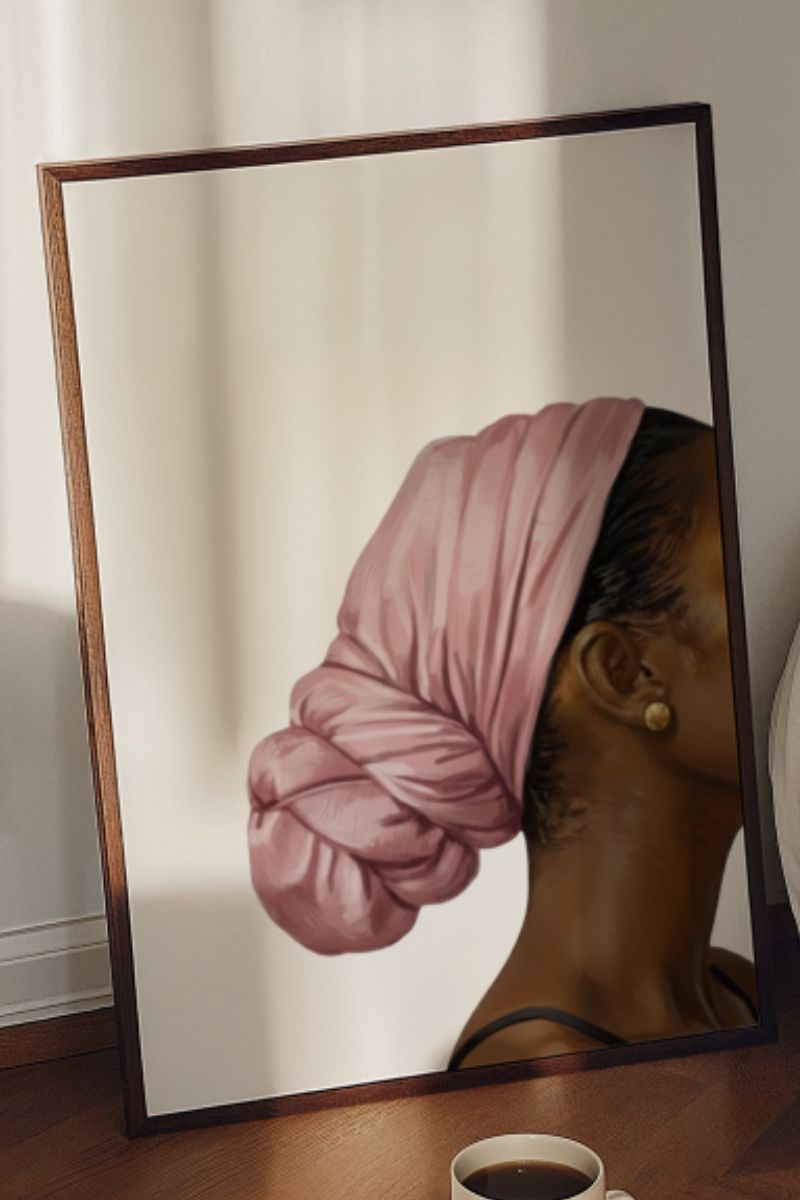 Morning Solace | Minimalist Headwrap Art Print | Black Art