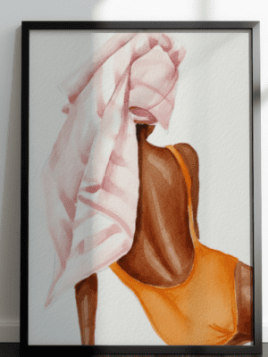 Sun-Kissed Solace: Black Woman Watercolor Art Print