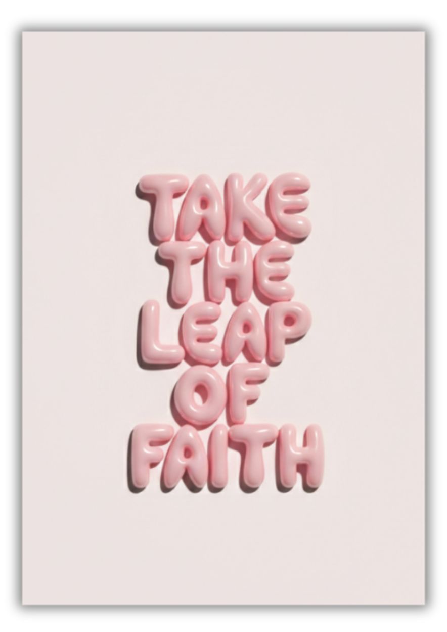 Take the Leap of Faith Pink Bubble Typography Wall Art - Image 2