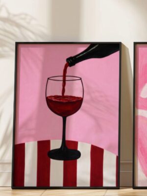 Red Wine Art Print - Aesthetic Kitchen Poster