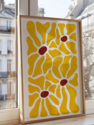Abstract Yellow Floral Wall Art Print