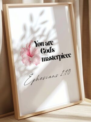 You Are God's Masterpiece Ephesians 2:10 Bible Verse Wall Art - Christian Home Decor