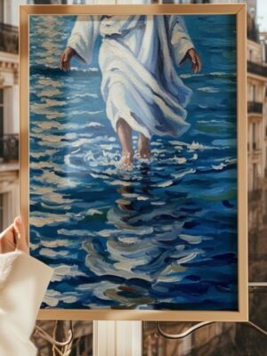 Jesus Walking on Water Oil Painting Print - Modern Christian Wall Art