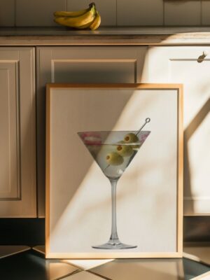 Dirty Martini Art Print with Lipstick Mark - Modern Kitchen Wall Decor