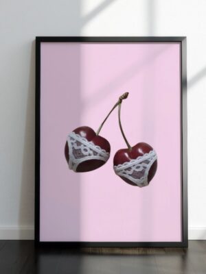 Cherry Lingerie Art Print - Quirky Kitchen Poster