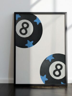 Retro 8 Ball Blue Star Art Print - Minimalist Billiards Poster