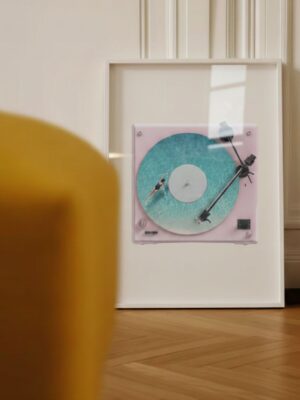 Vinyl Record Pool Art Print - Retro Pastel Pink Turntable Wall Decor
