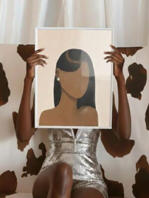 Bussdown C-Part| Modern Faceless Woman Portrait Wall Art - Minimalist Black Hair Illustration Print