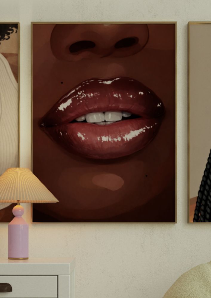 Bountiful Brown | Black Woman Glossy Lips Art Print