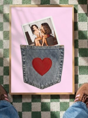 Customisable Print | Personalised Polaroid Photo in Jeans Pocket Wall Art | BFF Gift, Couple Gift & Nostalgic Photo Decor