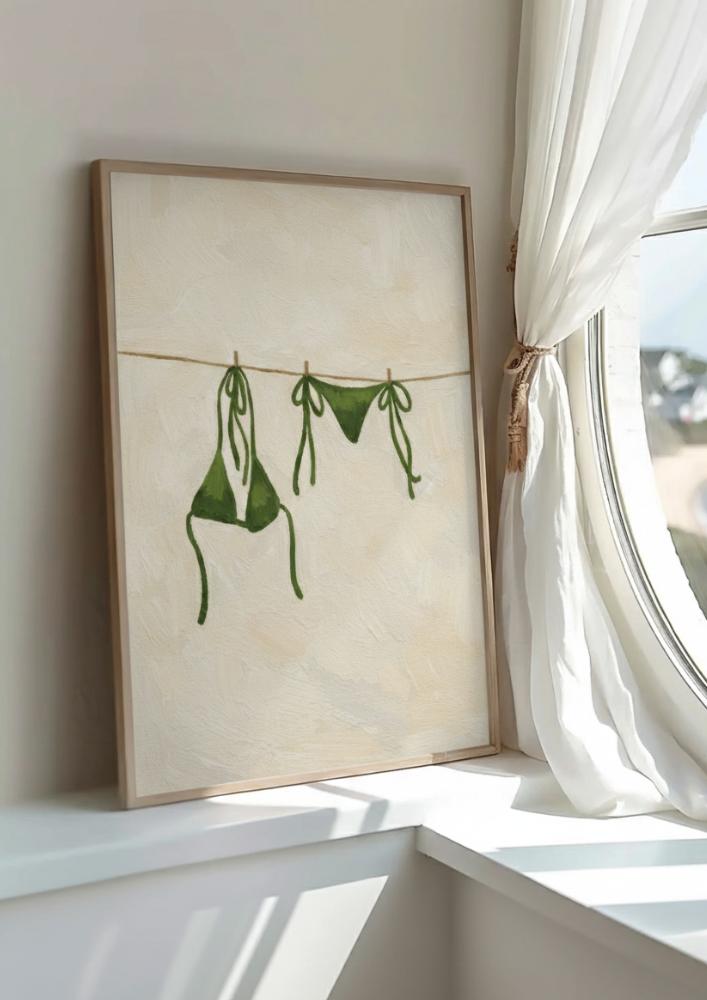 Minimalist Green Bikini Clothesline Art Print