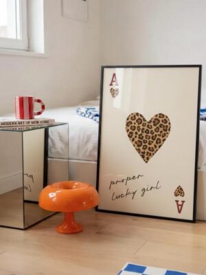 Leopard Print Ace of Hearts Wall Art - Proper Lucky Girl Poster Print
