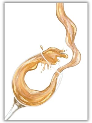 Golden Splash Art Print –  Champagne Splash Illustration, Kitchen & Dining Room Aesthetic Wall Decor